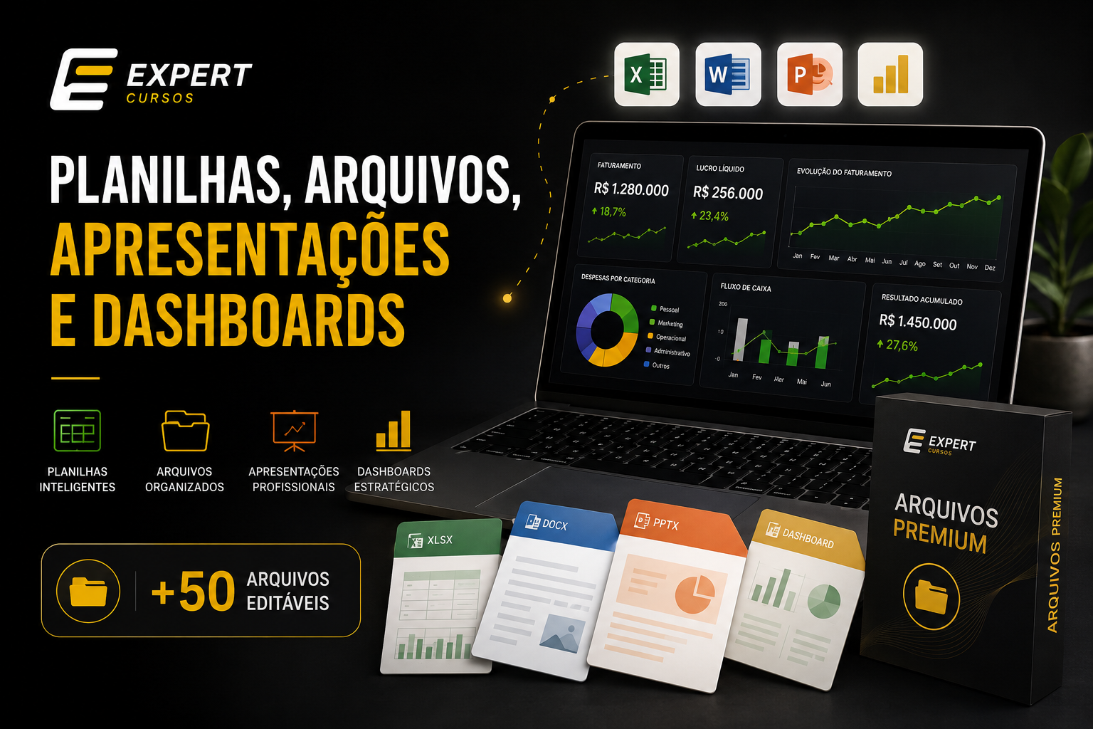 O pacote Planilhas, Arquivos, Apresentações e Dashboards